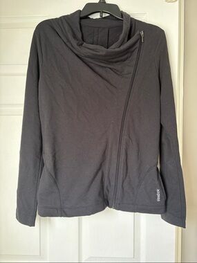 Reebok Black Asymmetrical Zip Sweatshirt Jacket